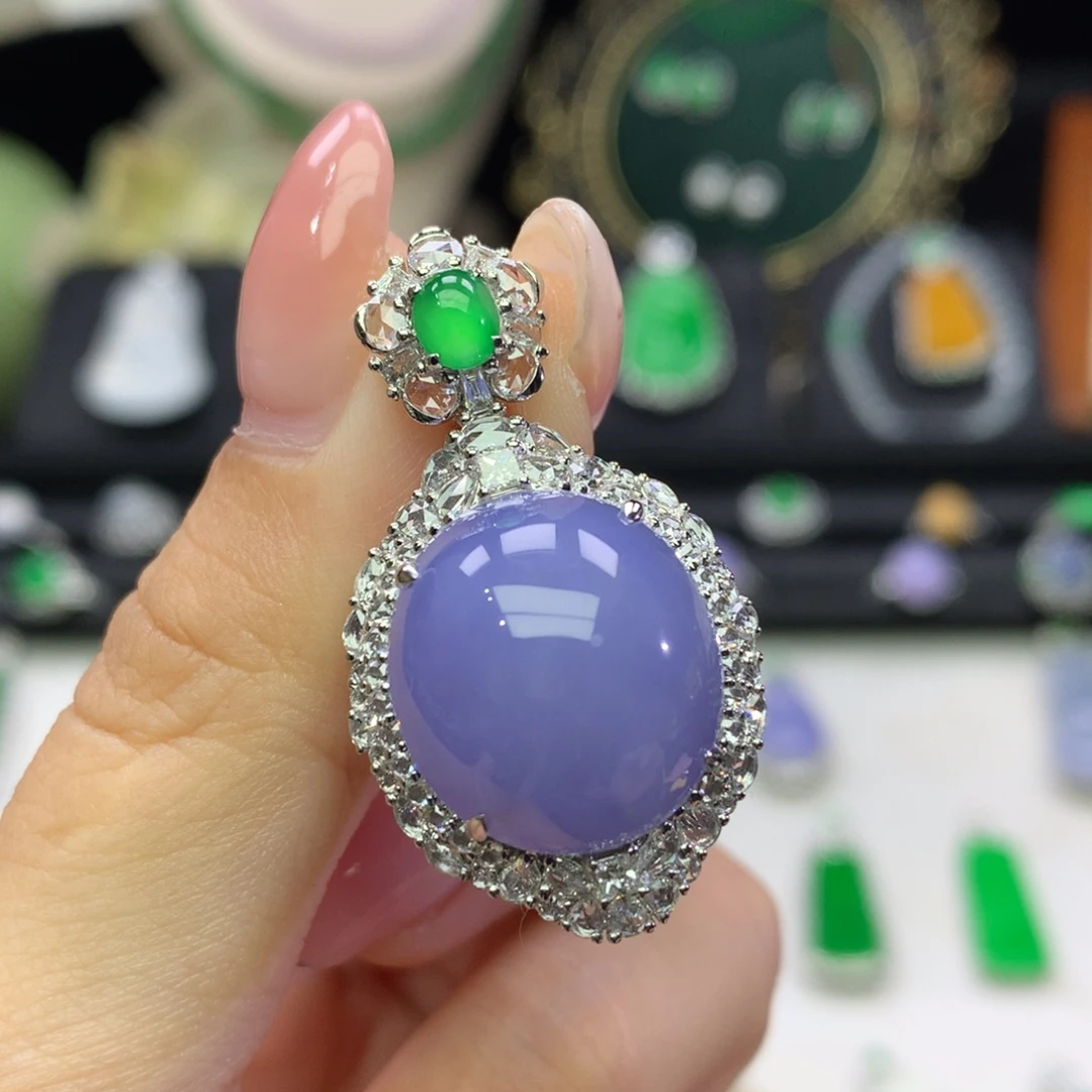 翡翠18K金镶嵌吊坠(不含链)