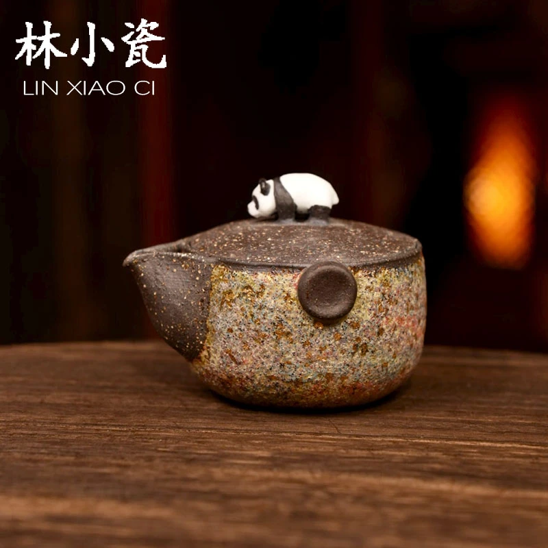 林小瓷高越岩矿七彩宝瓶红玛瑙绿松石熊猫宝瓶日式泡茶器茶壶
