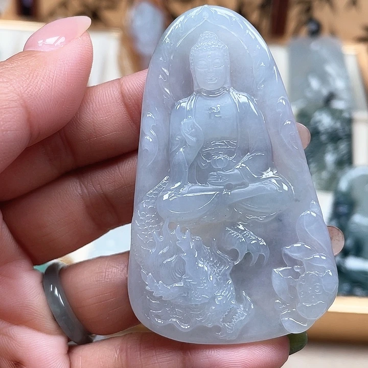 颈饰未镶嵌翡翠天然翡翠A货，阿弥陀佛