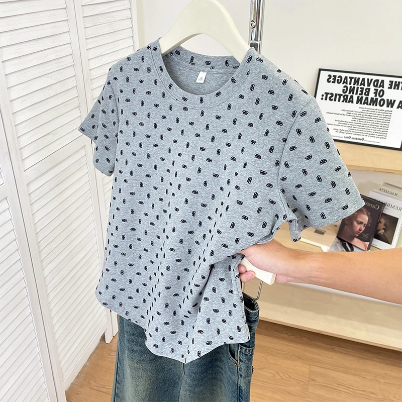 2025夏季新款正肩宽松显瘦短袖t恤衫韩版小个子通勤风百搭上衣服