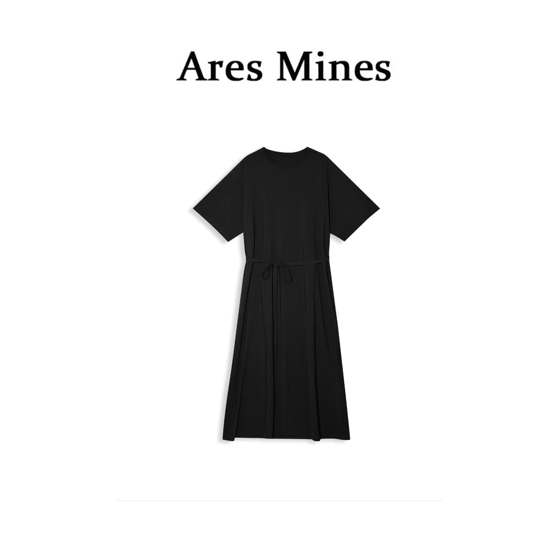 【盛朗熙Ares Mines】极简主义 优雅气质绑带短袖连衣裙