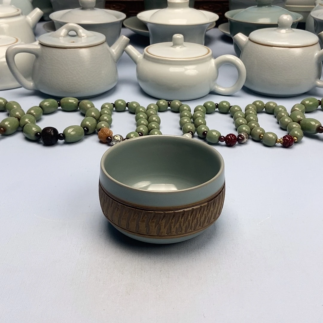 杯仿古腰缠万贯禅定杯原矿原釉原产地