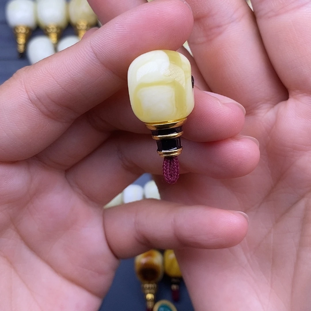 琥珀18K金镶嵌裸石15mm 蜜蜡金塔三通