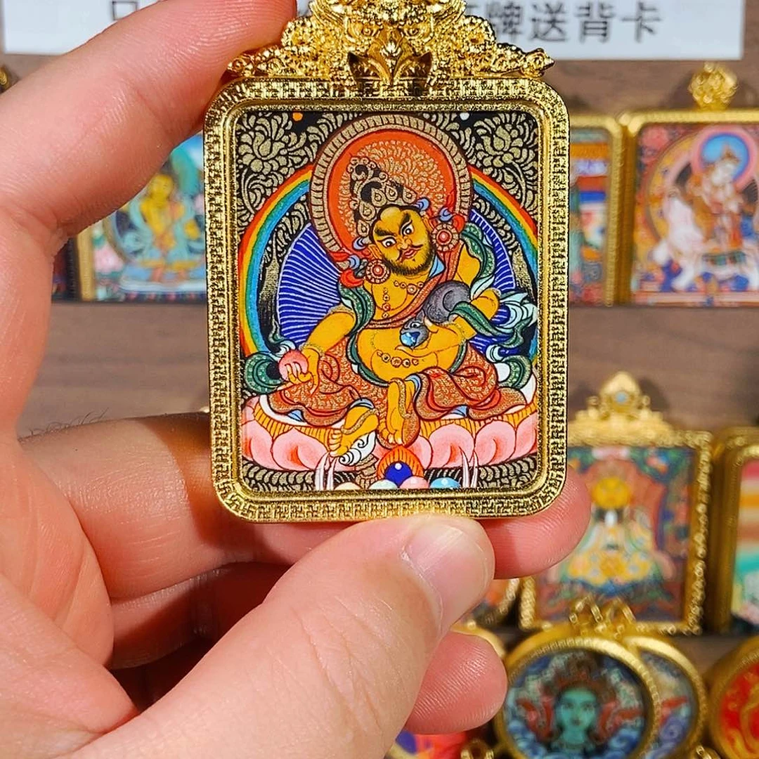 吊坠纯手绘唐卡黄财神