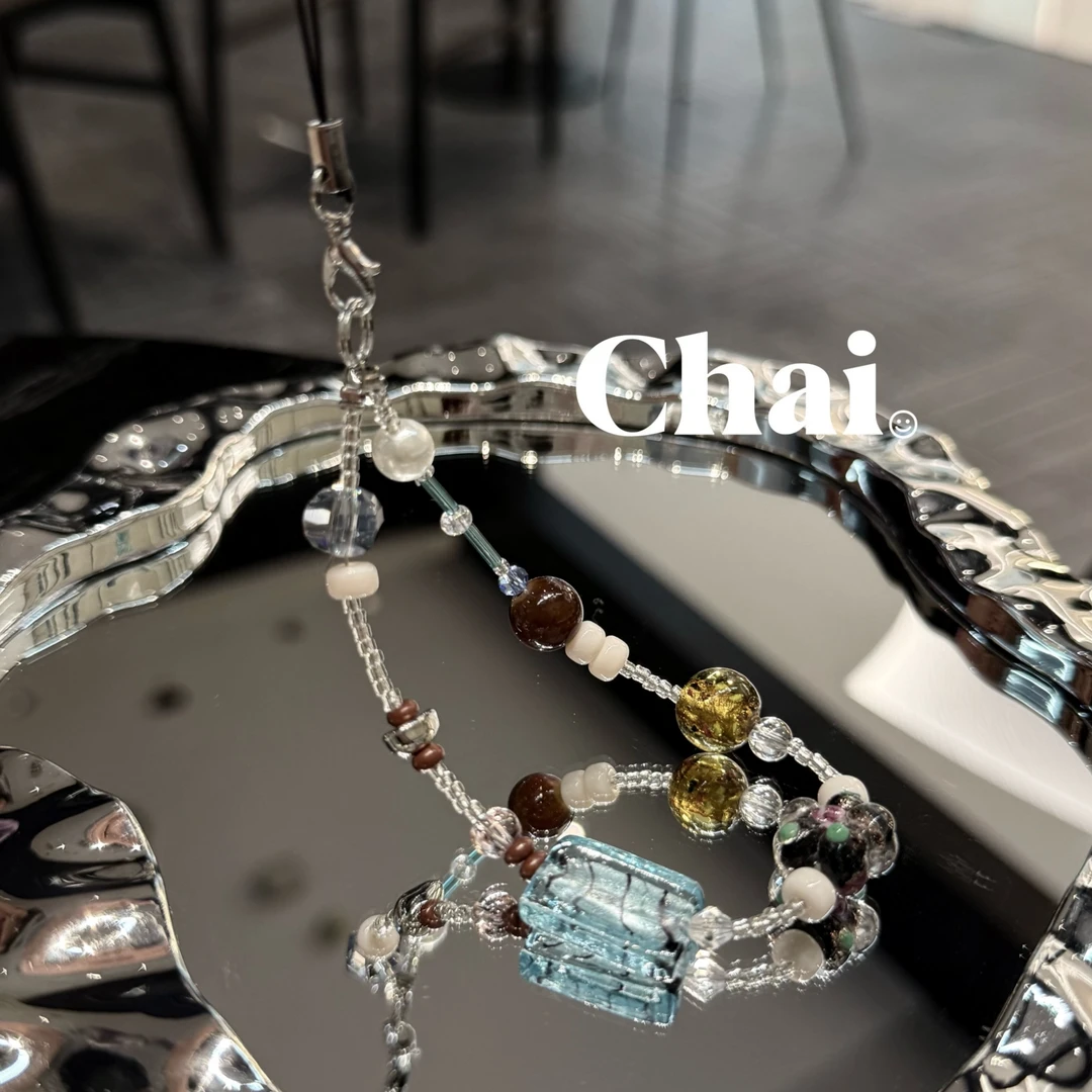 薄荷珠子挂绳短款链条串珠防丢手机挂链手提链女款ins高级风新款