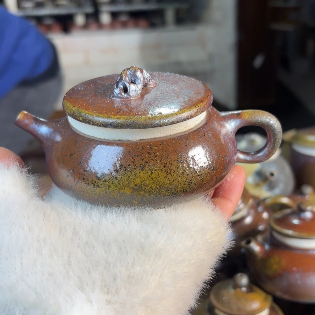 紫砂茶壶微瑕柴烧紫砂天青