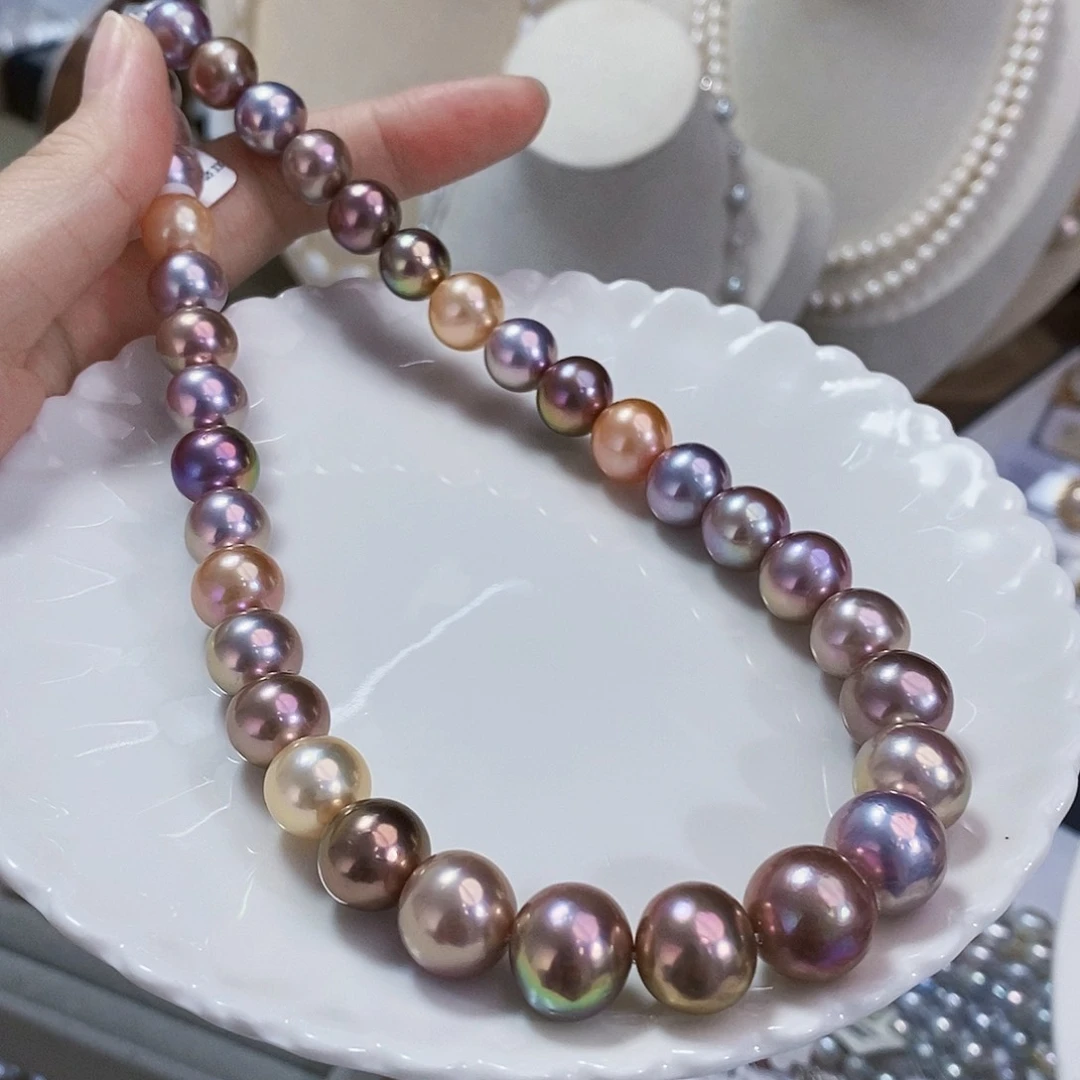 未镶嵌淡水珍珠稀有惊品炫彩糖果项链10.5-13.5