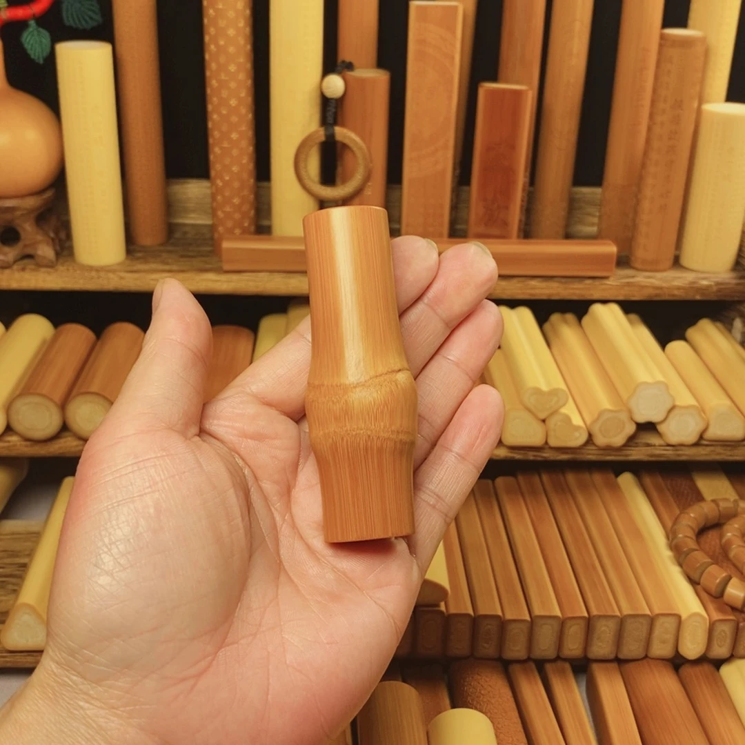 回**饭实心玉竹文玩手把件