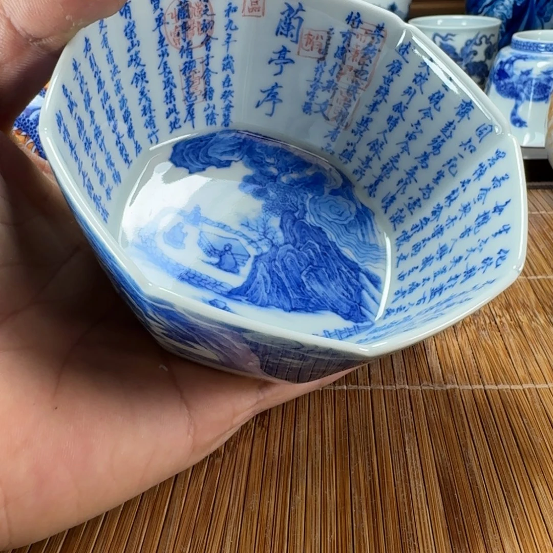 狂***卷瓷片当代景德镇陶瓷手绘茶具