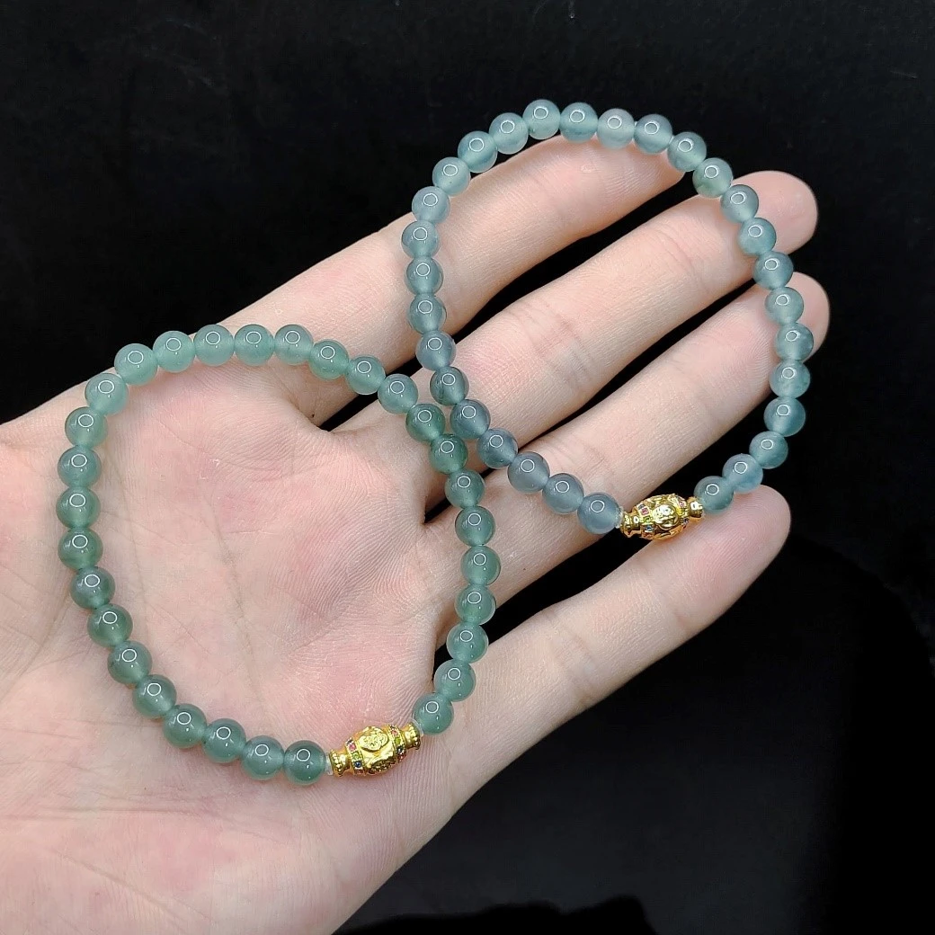 【老三珠宝】18k金翡翠DIY单圈手串J1【多样性发其一】约5mm+