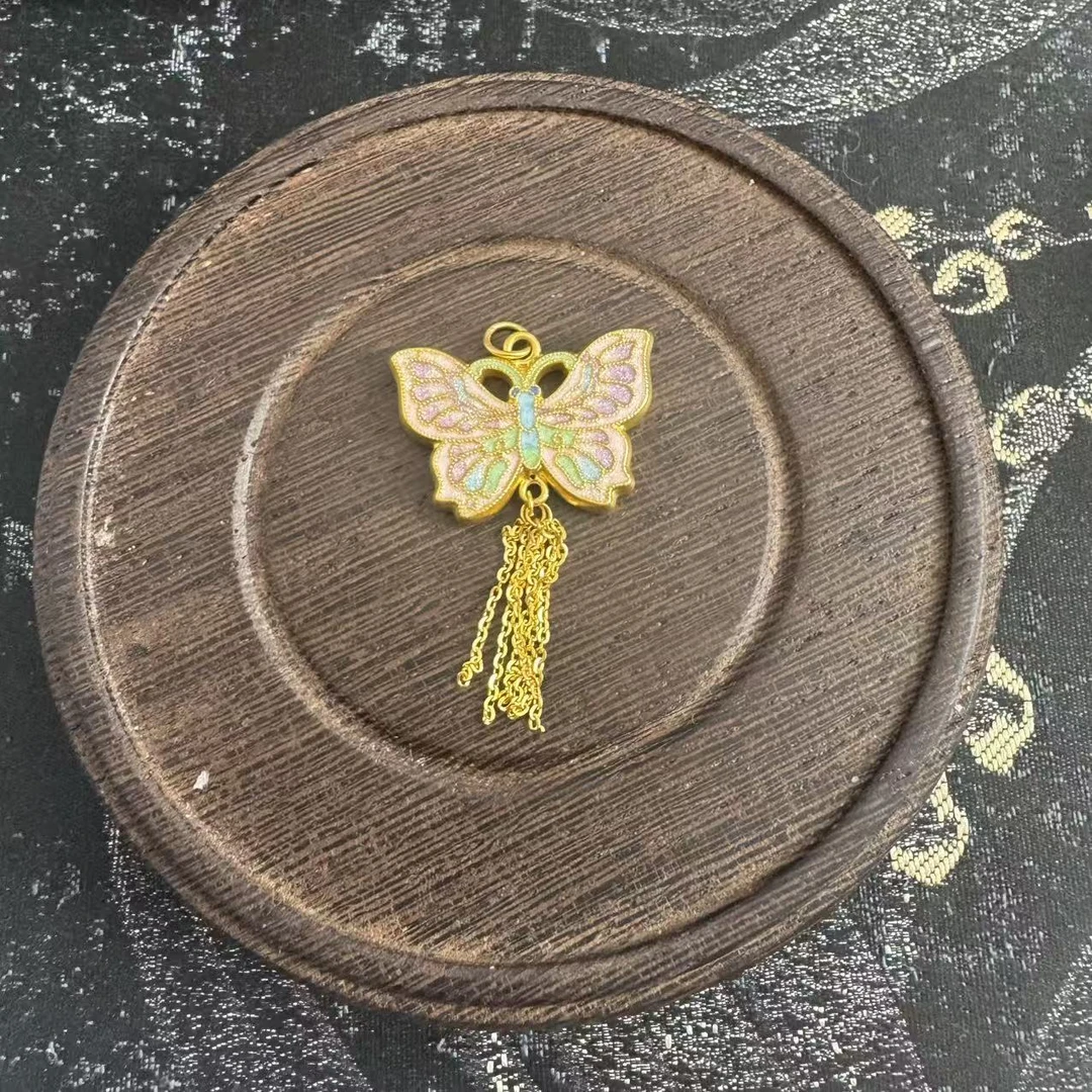 足金999粉色蝴蝶配件