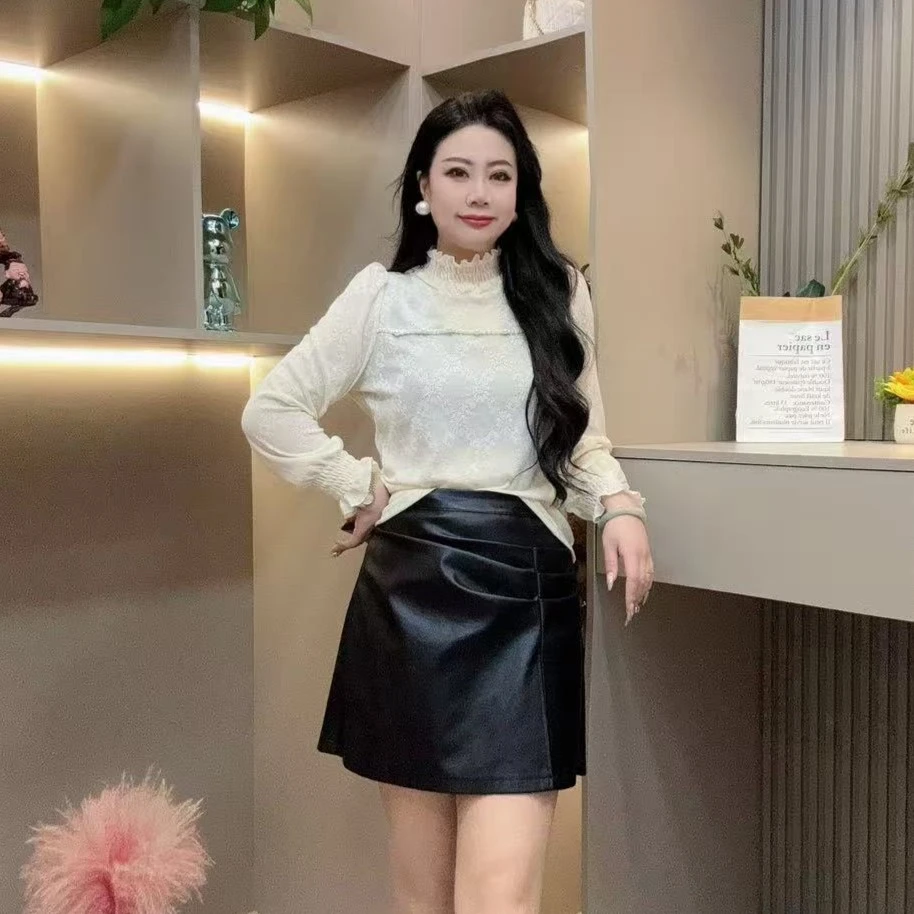 冬季小衫-丫 5967时尚潮流镂空珠珠印花打底款胖MM大码女装新款