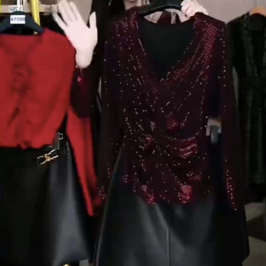 02新款打底小衫亮丝上衣女闪光丝亮片洋气