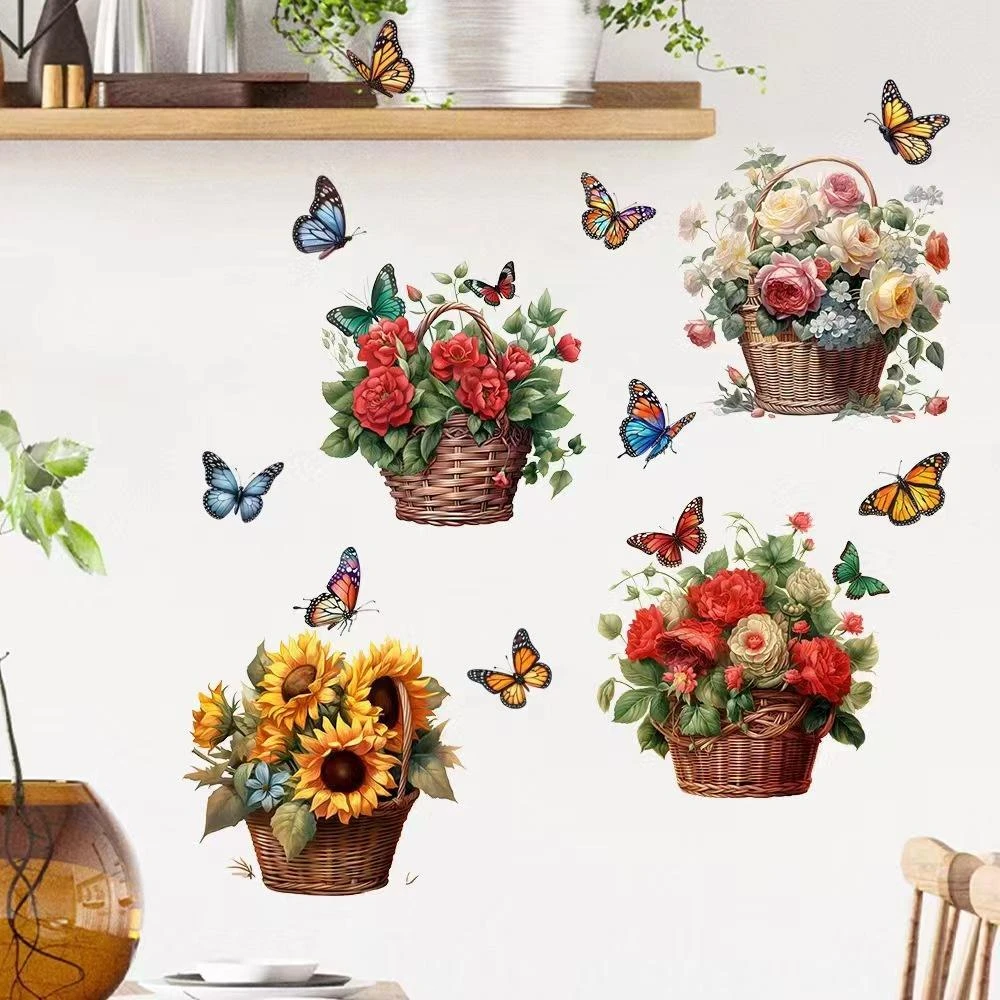 锐春绿叶植物碟爱墙贴背景植物墙壁装饰贴饰卧室客厅装饰墙纸