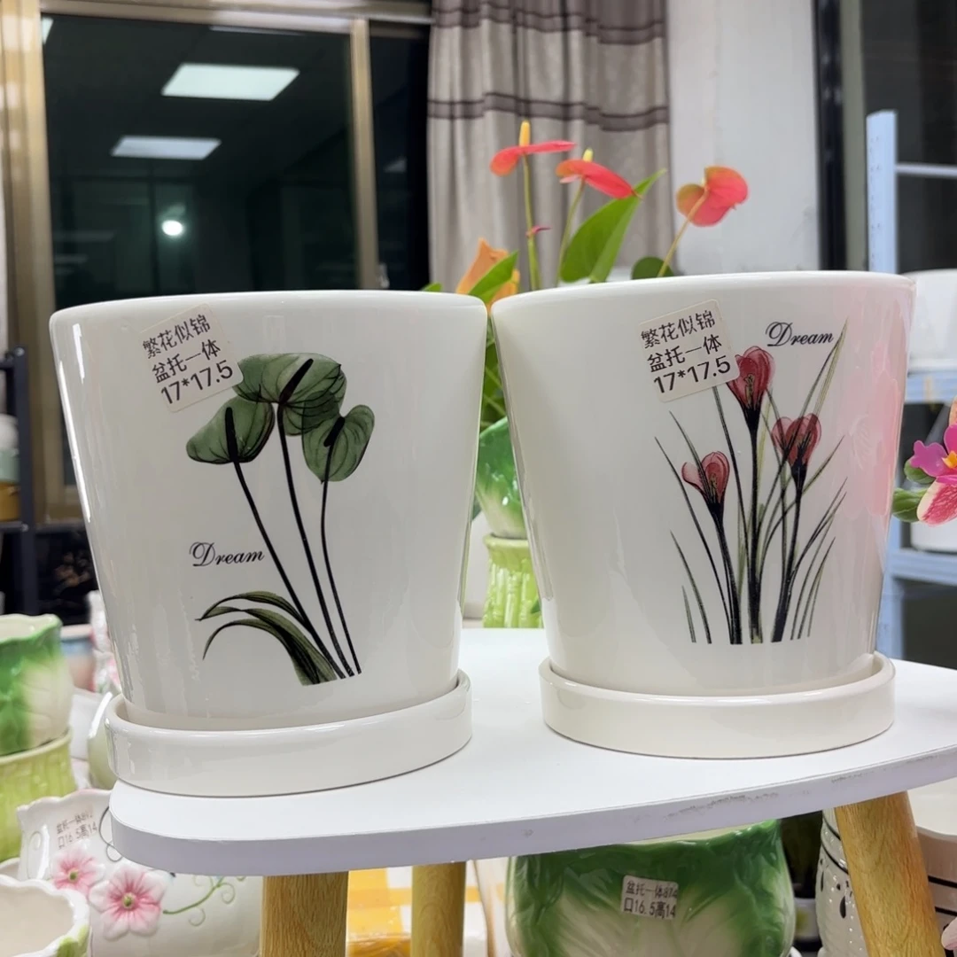 @夏西陶瓷花盆@@繁花似锦