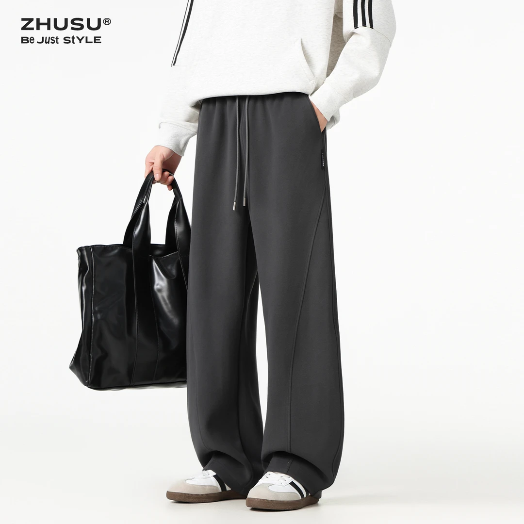 防风卫裤2025新款秋冬裤子男款加绒保暖宽松阔腿直筒裤弯刀休闲裤