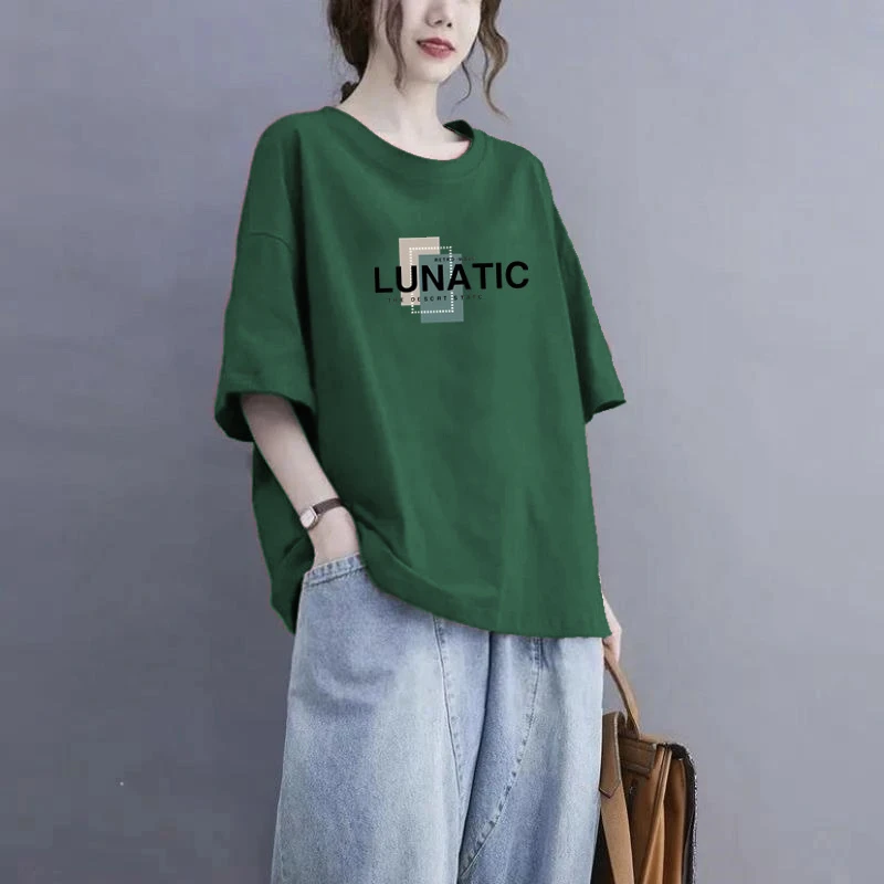 夏季韩版纯棉短袖t恤女时尚洋气半袖百搭休闲风宽松大码女装上衣