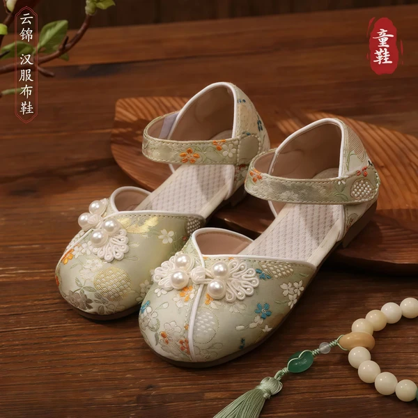 【柠檬】汉服鞋子女童夏季2025新款布鞋古装中国风儿童绣花凉鞋
