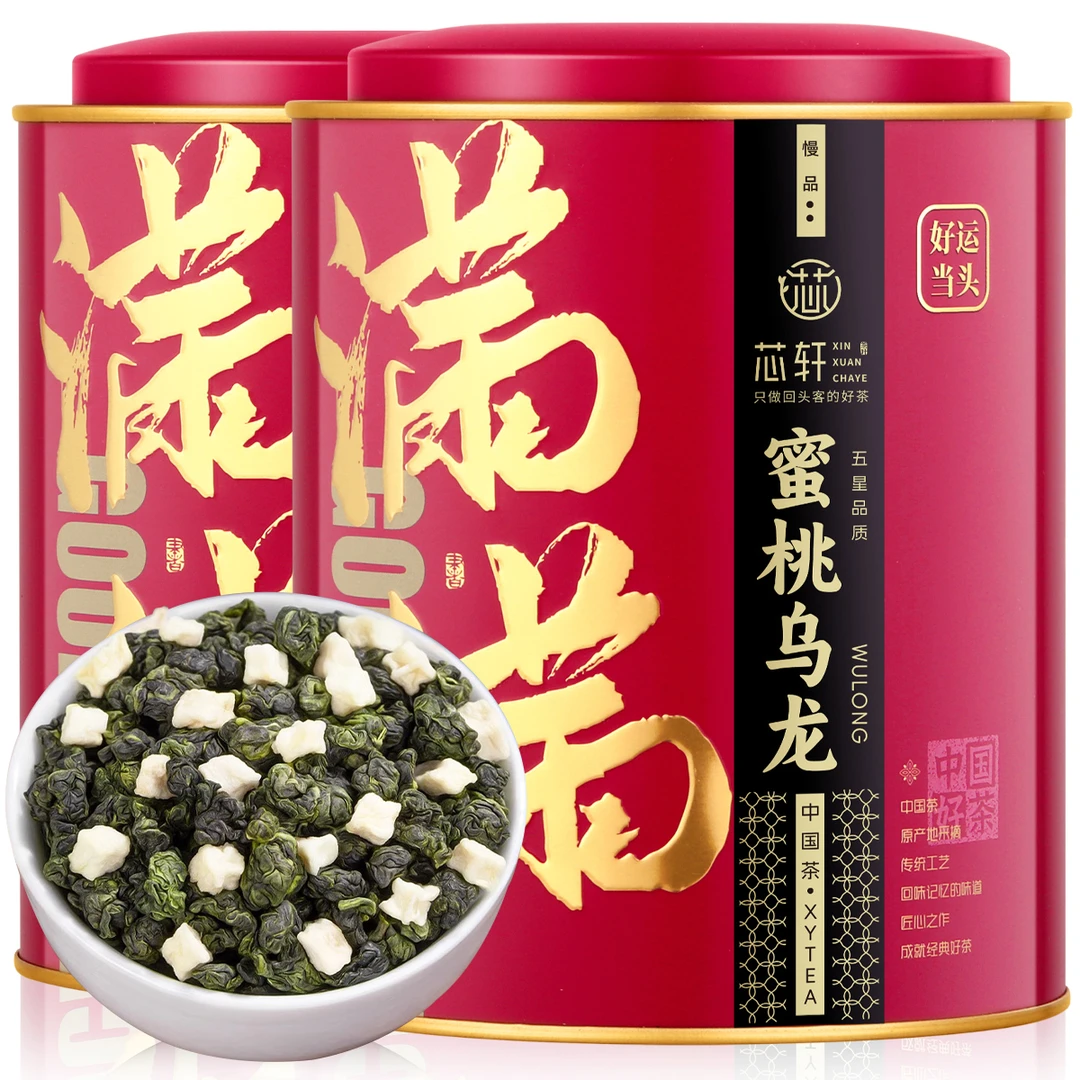 新茶蜜桃乌龙茶水果茶冷泡茶白桃乌龙茶浓香型茶叶罐装