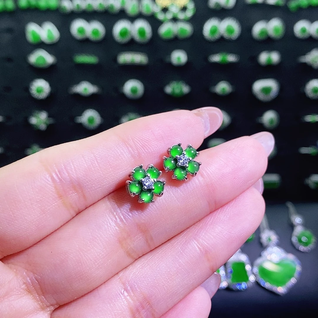 翡翠银S925镶嵌耳饰多样性