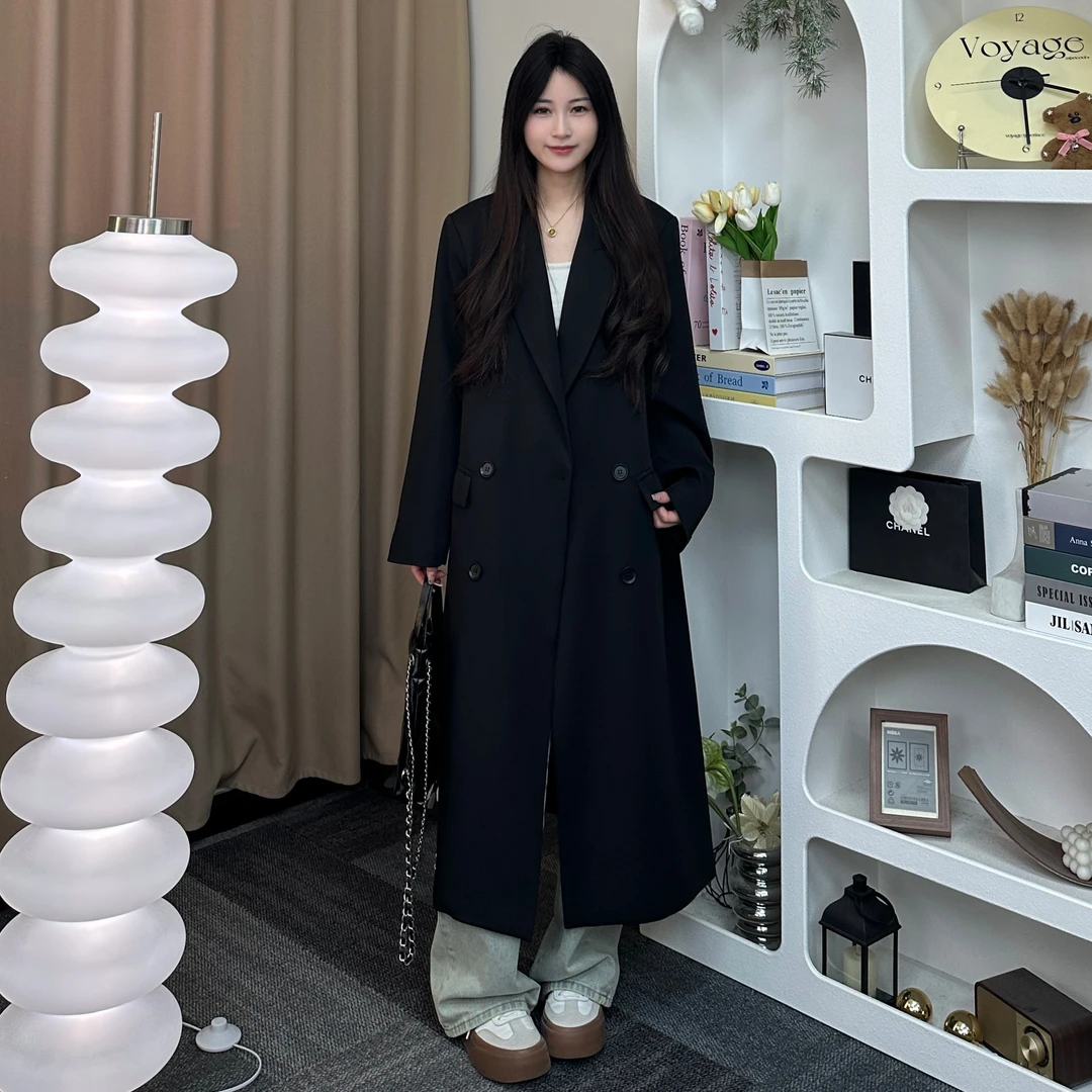 春季新款韩版中长款高级感过膝风衣垂坠感小个子百搭宽松英伦风