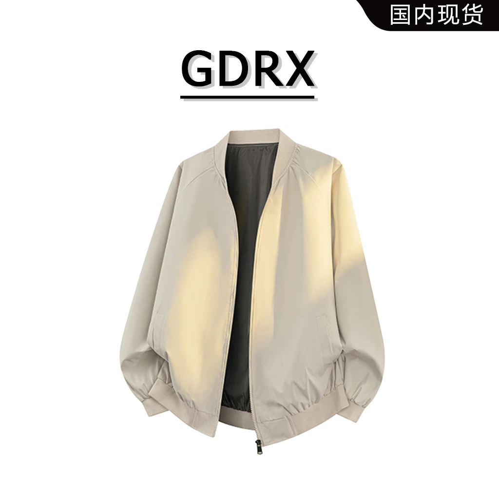 GDRX美式复古时尚宽松痞帅飞行夹克2025秋季新款轻奢男装纽扣外套