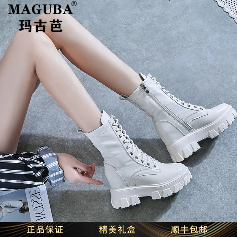 玛古芭女鞋英伦风机车厚底马丁靴女时尚休闲春秋季新款中筒单鞋