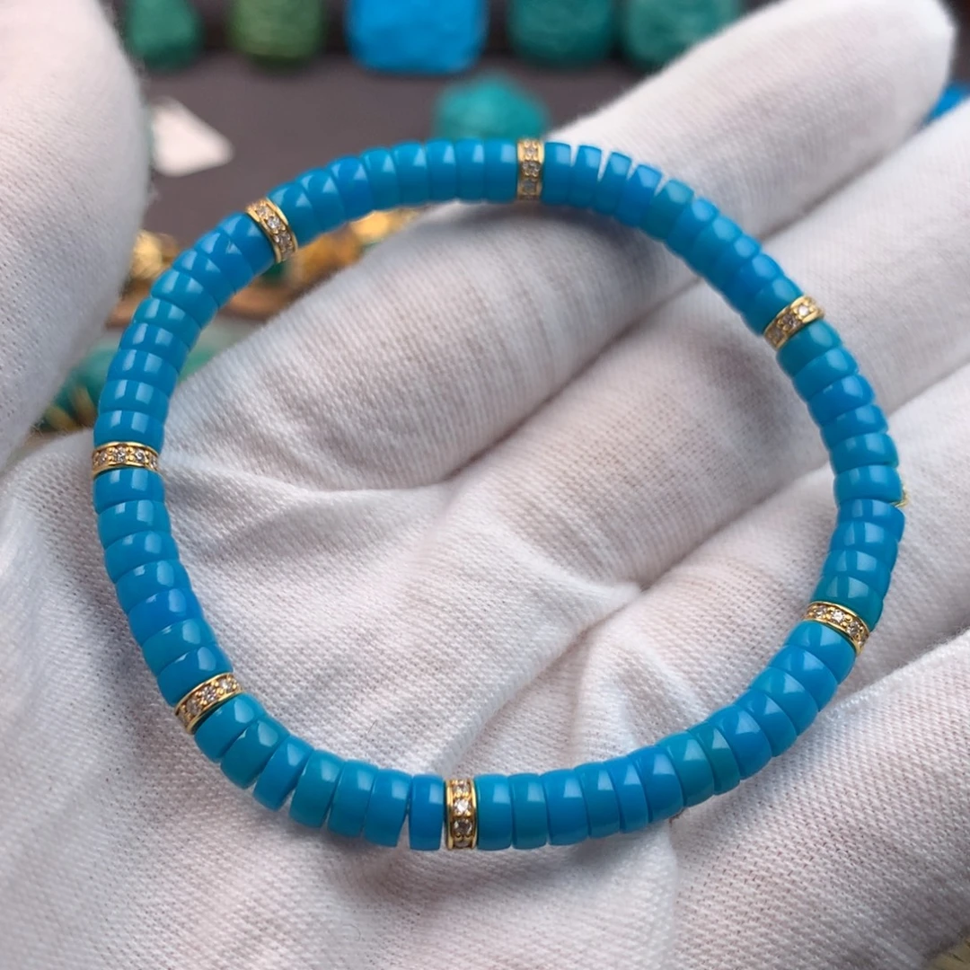 绿松石18K金镶嵌发饰4.9mm