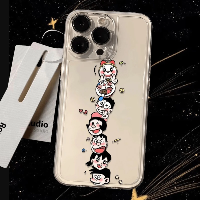哆啦A梦叠叠乐11/12pro潮款透明iPhone13/14全包15pro软壳78p