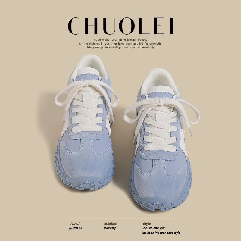 【DR官方正品】厚底德训鞋女2025秋季新款小白鞋百搭爆款蓝色增高