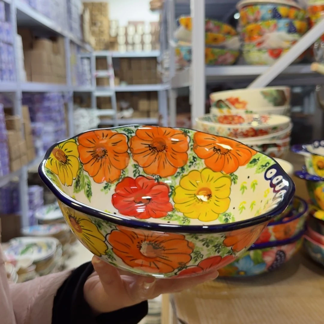 瓷片7.5英寸南瓜猫面碗一只