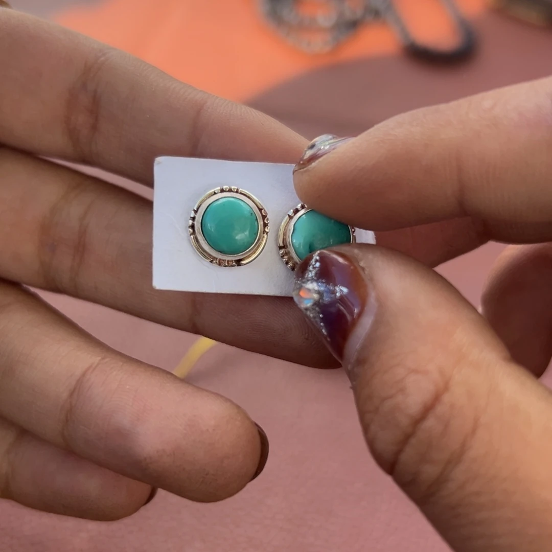 红***绿松石合金颈饰绿松耳钉一直60