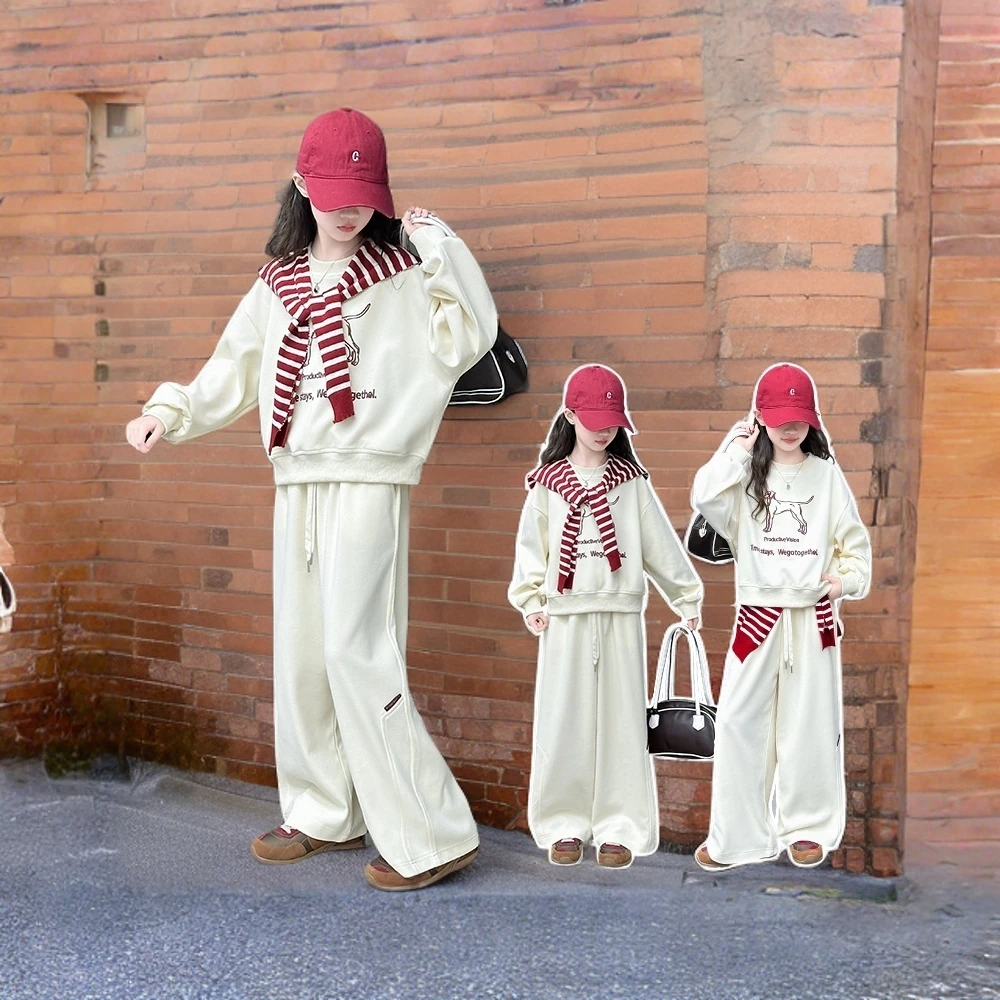 女童春秋套装2025新款女孩披肩两件套儿童秋季卡通卫衣中大童休闲