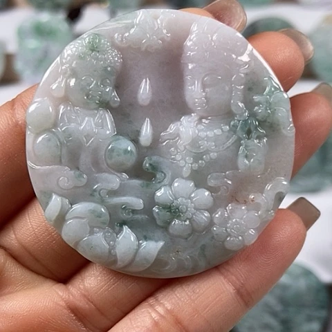 翡翠颈饰未镶嵌送子观音福利