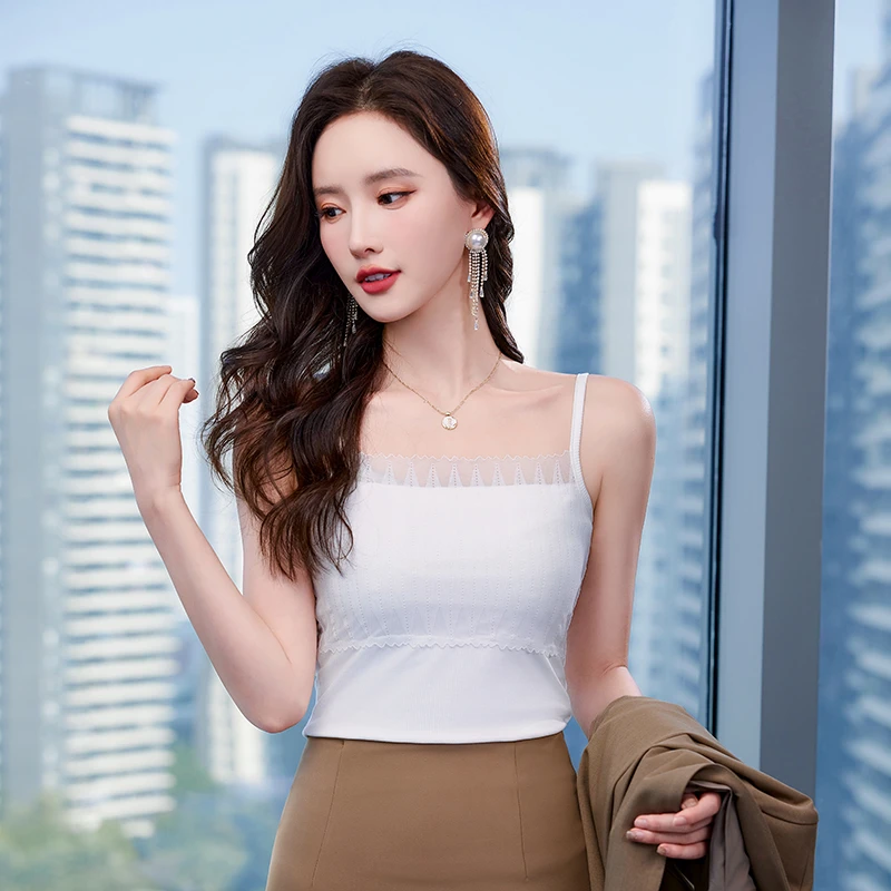 性感风法式通勤轻薄修身吊带背心防走光韩版性感美背背心吊带