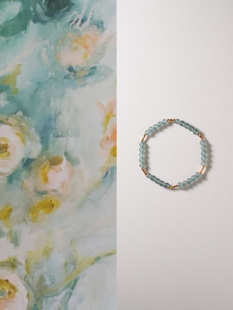 山萘原创「谷雨」蓝水翡翠基地保真葫芦手串简约小米珠手链