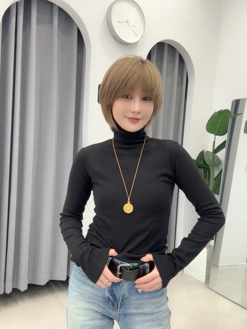 BOBO高领黑色打底T恤243230