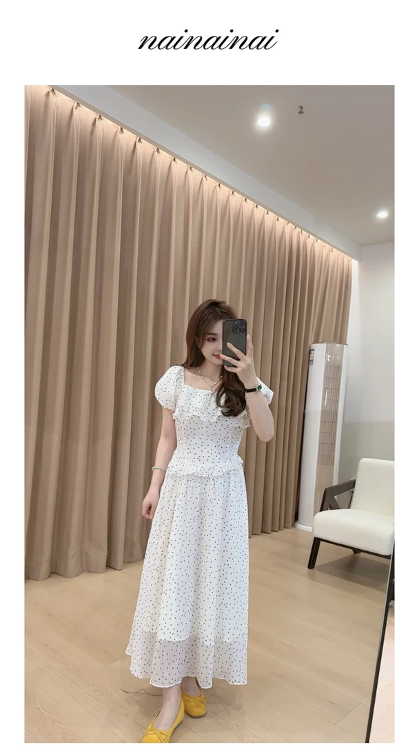 奈奈妮【佩里月光】波点连衣裙女夏季新款气质纯欲慵懒风女装5322