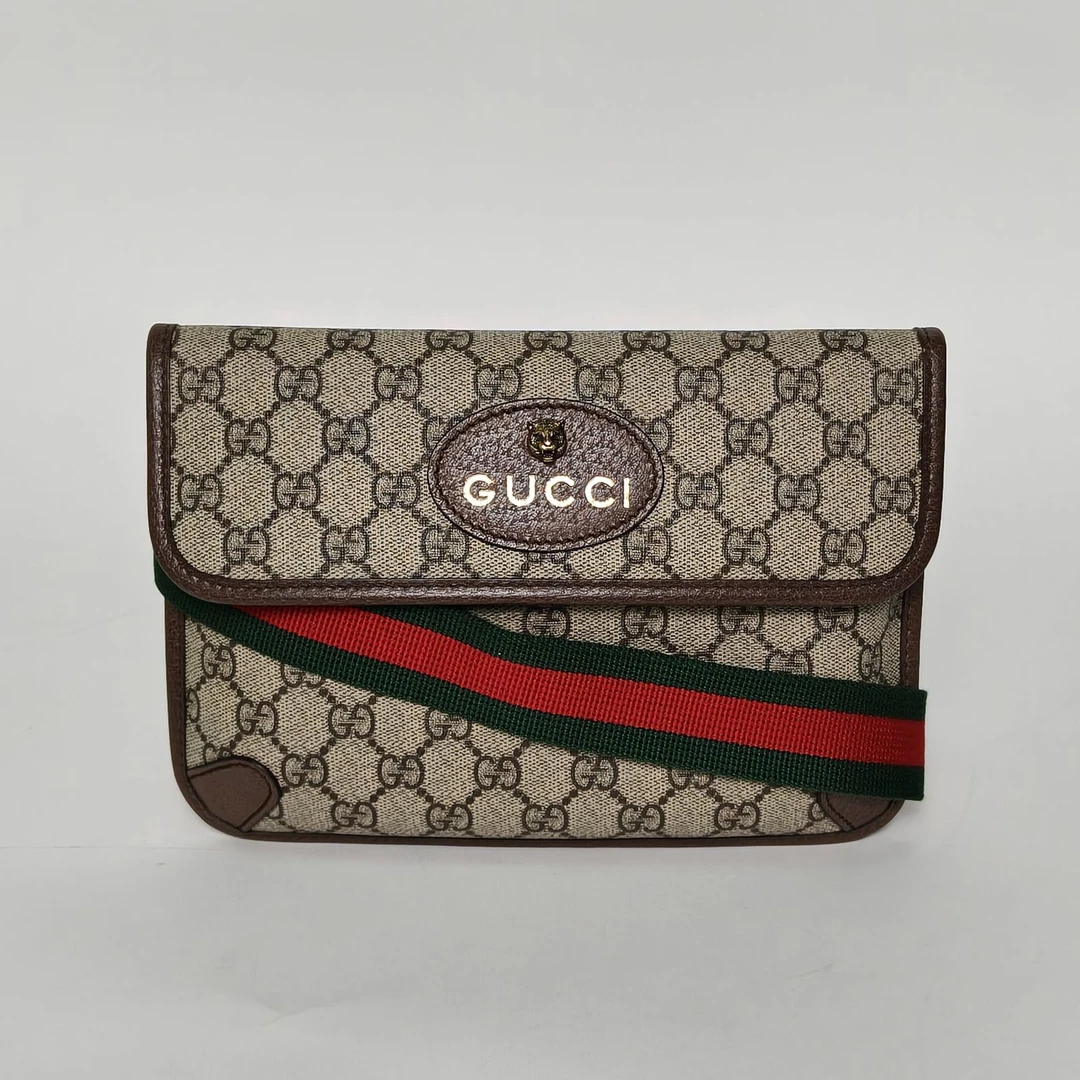 99新 GUCCI/古驰 【攀攀】Neo Vintage 虎头 腰包 24 乌木色 PVC