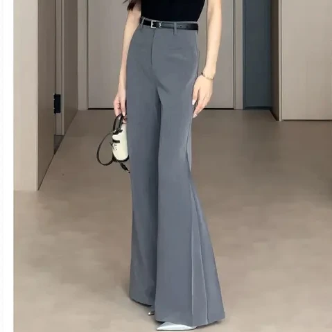 [现货]【慵懒风阔腿裤】爆款夏季新款时尚流行灰色百搭直筒阔腿裤子