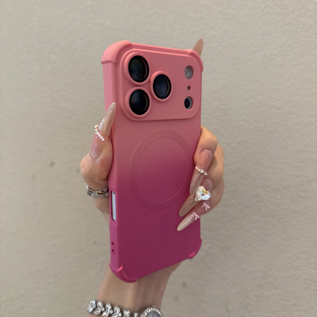 渐变四角防摔适用苹果17promax磁吸手机壳iPhone16磨砂15创意14