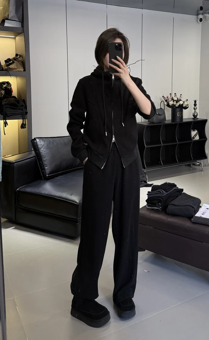 RISING&CLOUDS小云姐【银河套装】冬季加绒加厚摇粒连帽套装100592