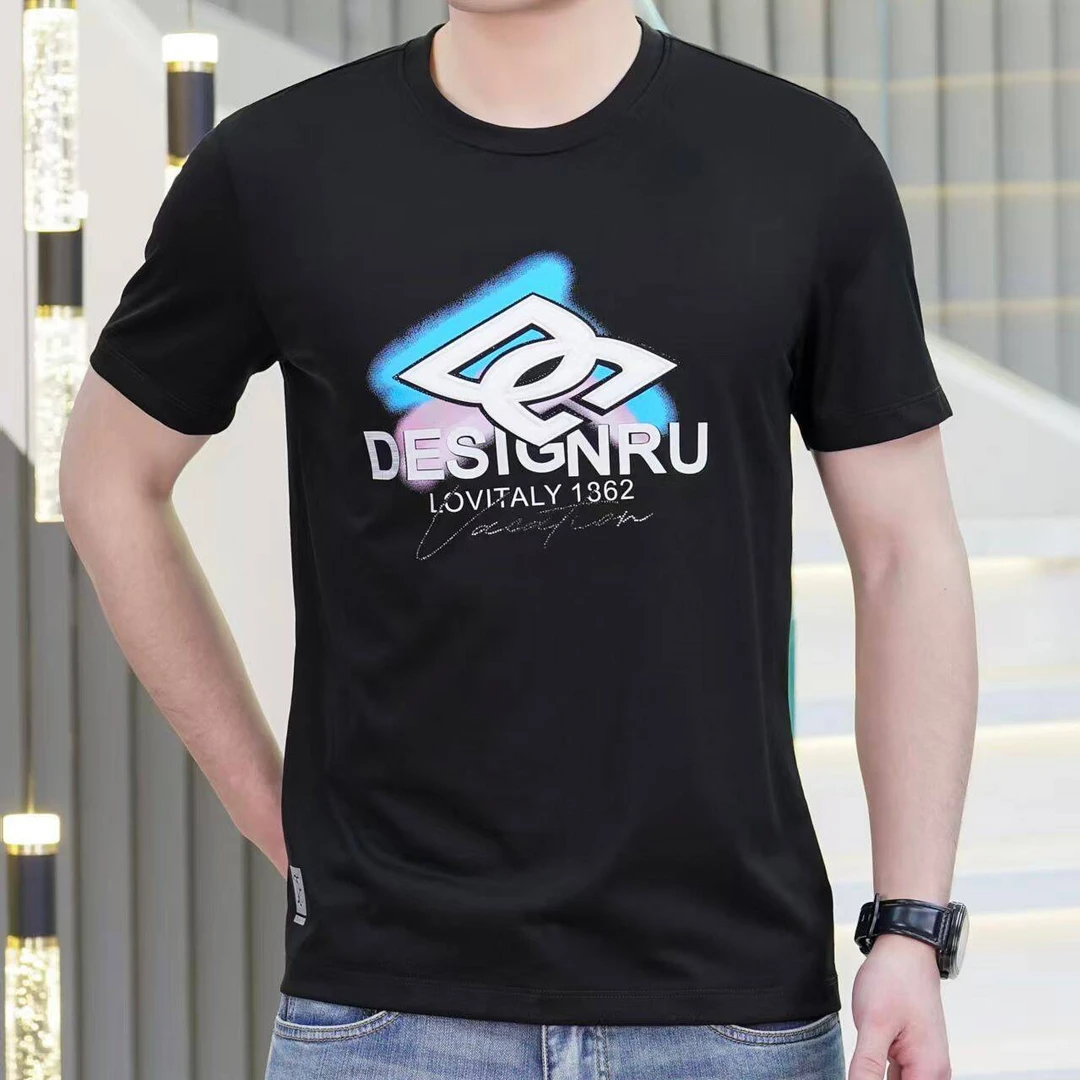 欧货高端夏季男士短袖t恤凉感半袖潮牌时尚修身打底衫上衣T68606