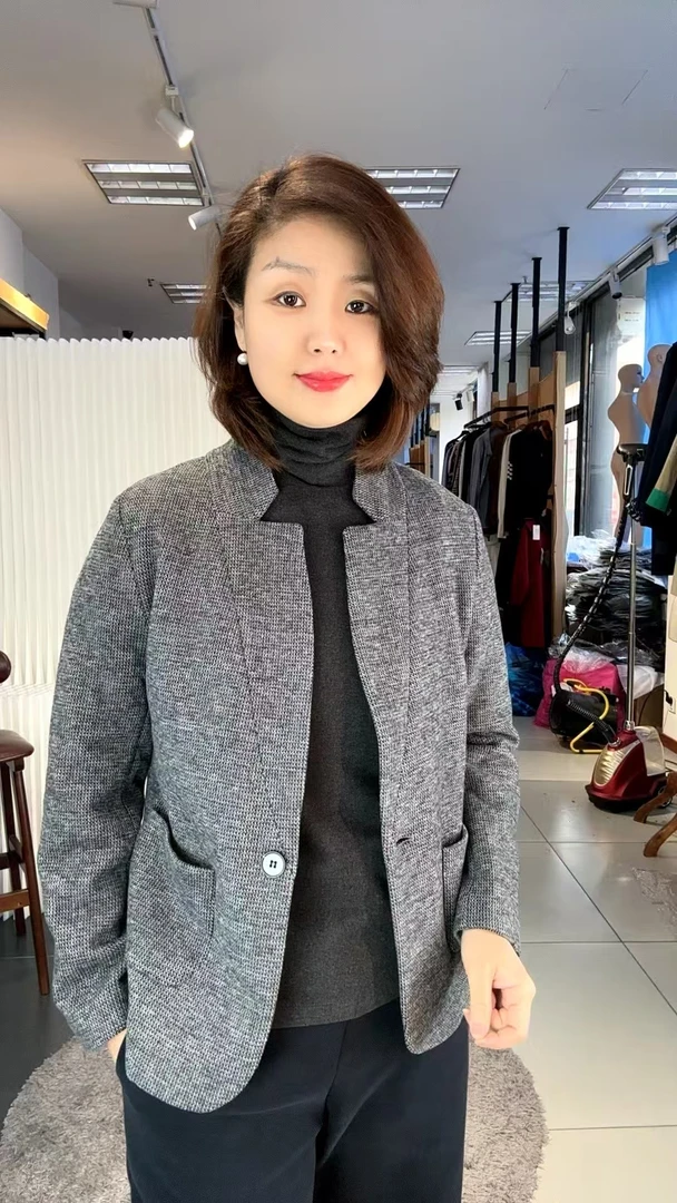 涛姐服饰 25炸 千鸟格休闲西装外套 FM241796