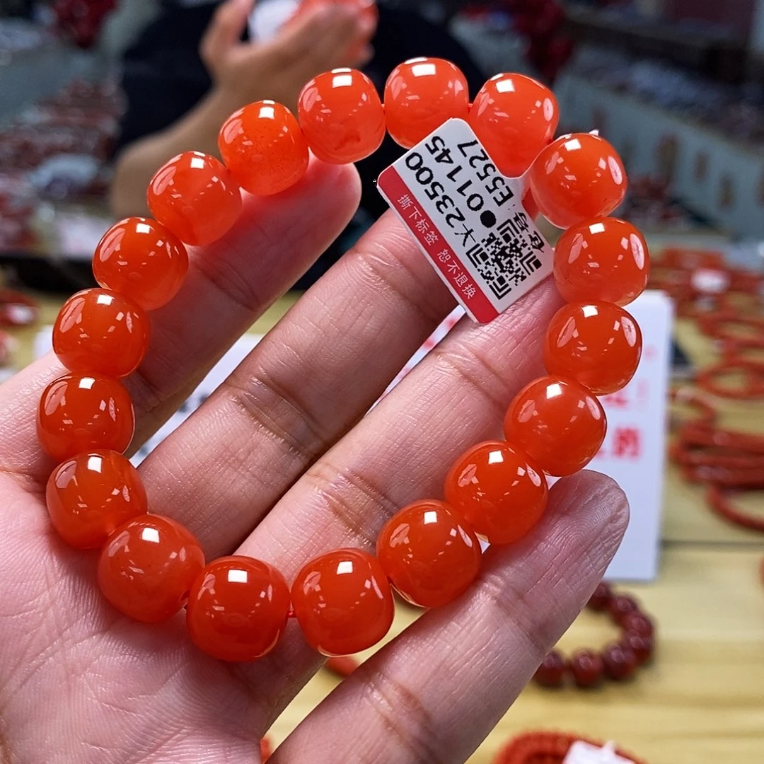 【小刘南红】保山南红滴水洞精品老型手串12mm+云端 多样性发一