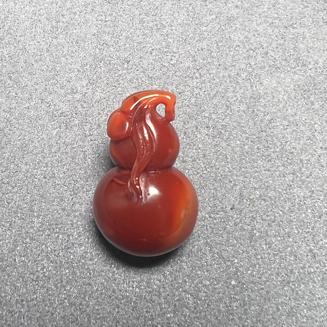 满色肉柿锦南红双色精工葫芦吊坠配饰高23宽14.8mm