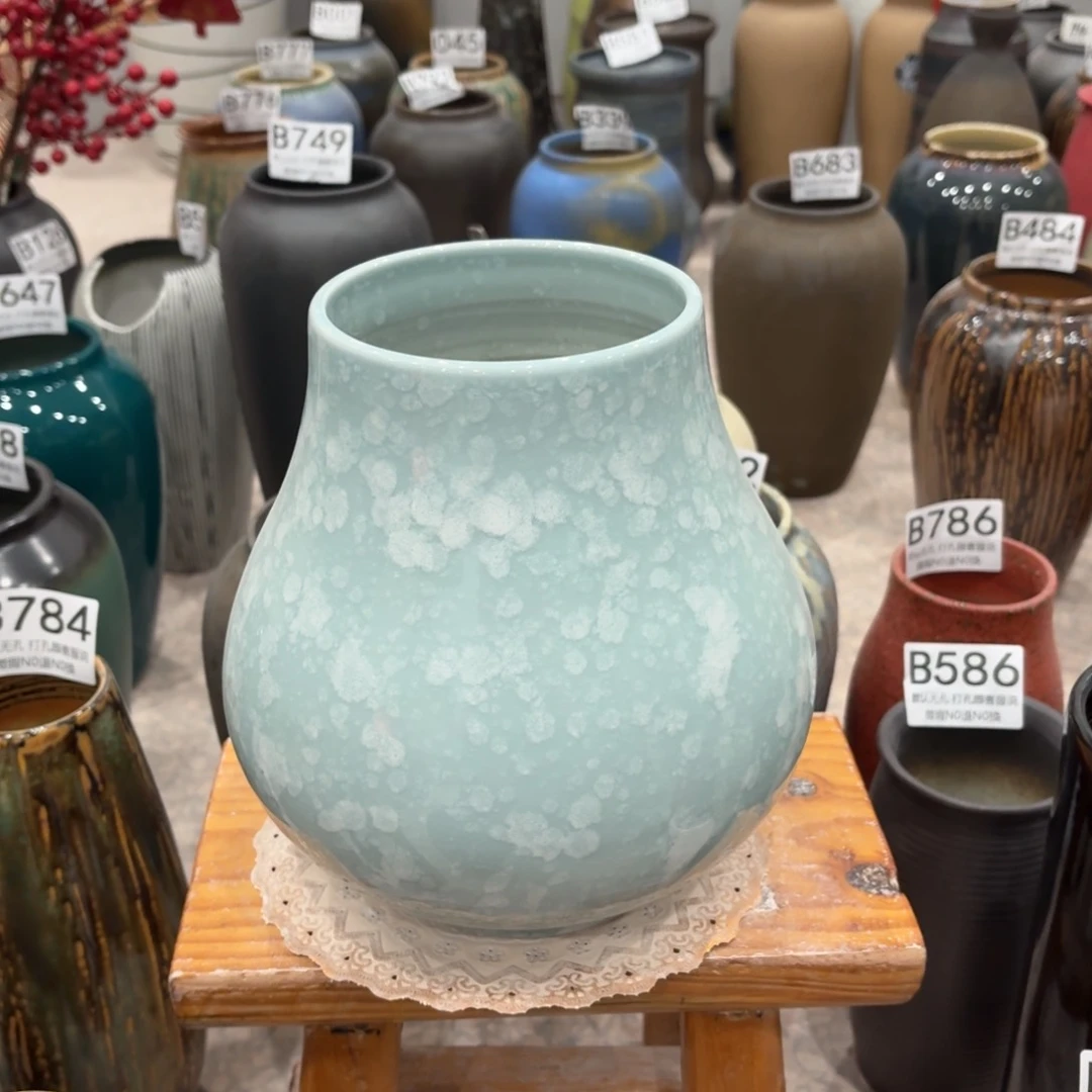 摆件景德镇陶瓷花瓶高23口11