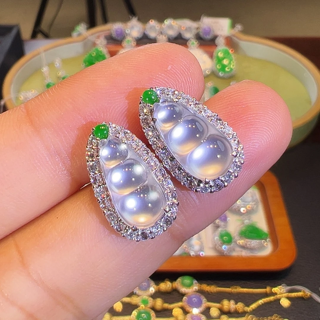 翡翠18K金镶嵌耳饰