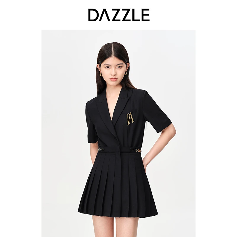 DAZZLE地素奥莱秋季学院风气质西装领连体裤女2E3P705