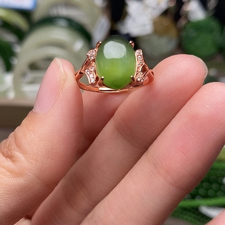 和田玉银S925镶嵌戒指